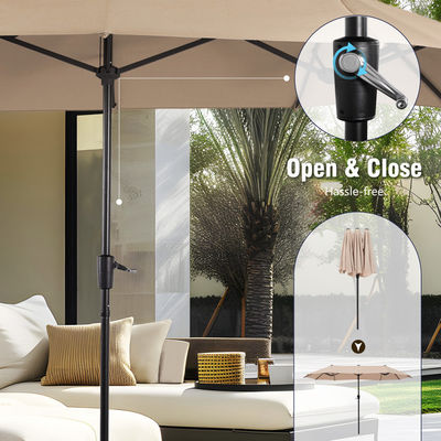 AJUNION 15ft Double Sided Waterproof Rectangle Parasol with Fade Resistant Canopy