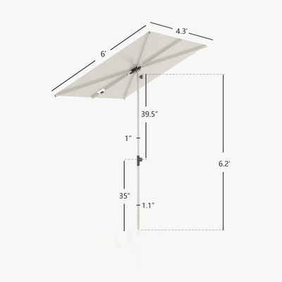 Modern Design Rectangle Balcony Sun Shade Umbrella with Waterproof Canopy by AJUNION
