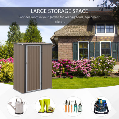 AJUNION 5x3FT Galvanised Steel Outdoor Shed for Sustainable Tools and Bike Storage