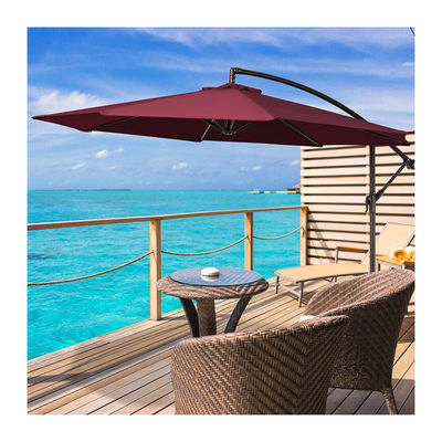 Stainless Steel Pole Hanging Umbrella for Outdoor Furniture AJUNION 8 Ribs