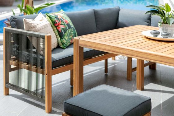 Outdoor Dining Set featuring Solid Wood Corner Sofa and 3 Seater Bench for Relaxing Meals
