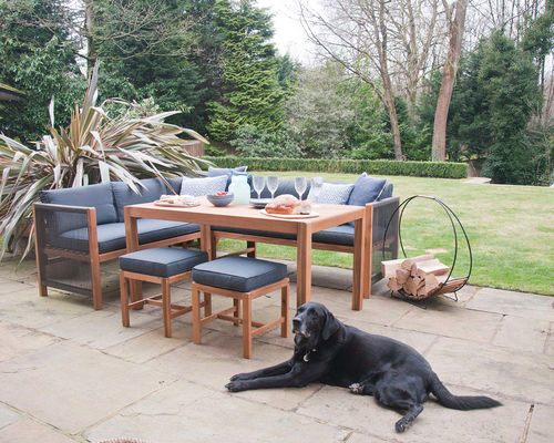 Outdoor Dining Set featuring Solid Wood Corner Sofa and 3 Seater Bench for Relaxing Meals