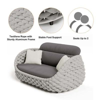 Outdoor Balcony Villa Commercial Rope Garden Set with Modern Design Style Sofa Lounge