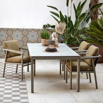 Minimalist Outdoor Dining Set AJUNION Luxury Aluminum Furniture for Garden or Cottage