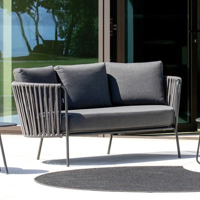 Villa Outdoor Sofa Set with Steel Frame and Handcrafted Rope AJUNION Luxury Garden Set