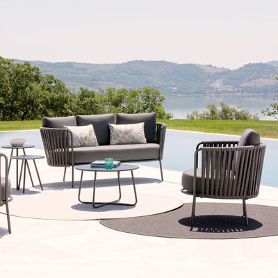 Villa Outdoor Sofa Set with Steel Frame and Handcrafted Rope AJUNION Luxury Garden Set