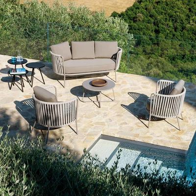 Villa Outdoor Sofa Set with Steel Frame and Handcrafted Rope AJUNION Luxury Garden Set