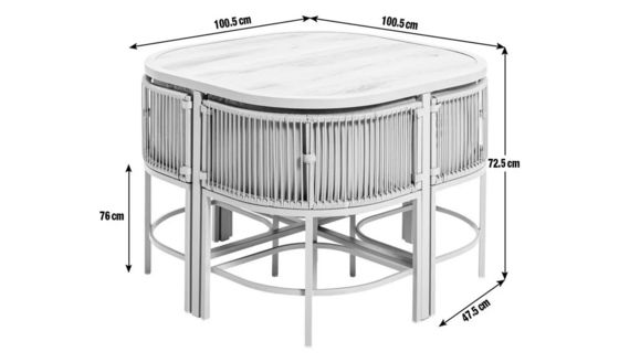 Maximize Your Outdoor Space with this Space Saving Rattan Weave and Steel Dining Set