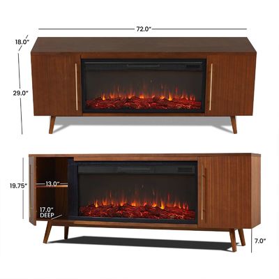 Electric Fireplace TV Stand with Adjustable Thermostat and NO App-Controlled by AJUNION