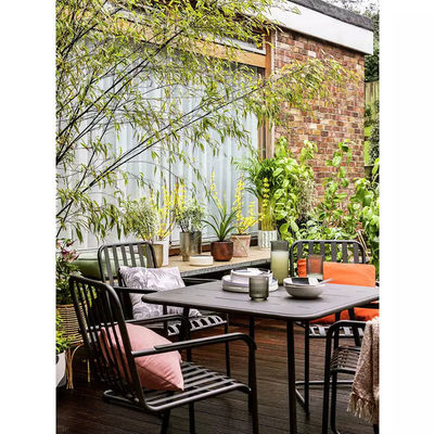 4 Seater Metal Steel Outdoor Furniture Garden Set with Square Table and Dining Chairs