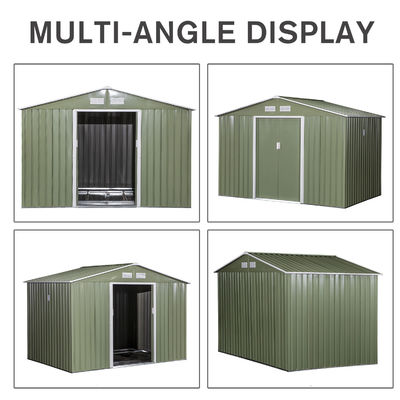 64.5kg Galvanised Steel Storage Shed AJUNION 9 x 6FT 2 Doors for Garden Building Shed