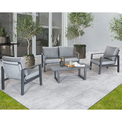 Beachside Relaxation AJUNION's Luxury Woven Rope Garden Sofa Aluminum Frame Lounge Set