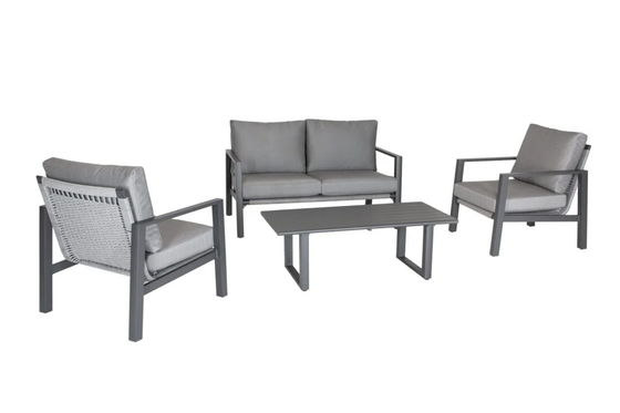Beachside Relaxation AJUNION's Luxury Woven Rope Garden Sofa Aluminum Frame Lounge Set