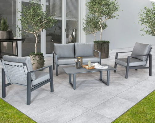 Beachside Relaxation AJUNION's Luxury Woven Rope Garden Sofa Aluminum Frame Lounge Set