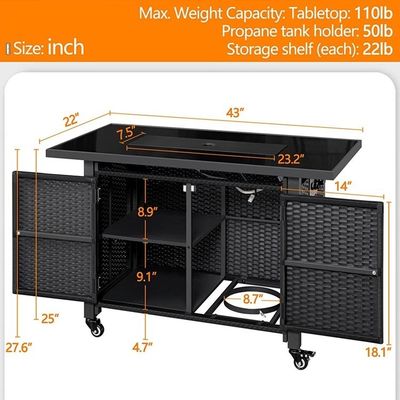 Customer Size Modern Outdoor Patio Portable Fireplace Table Top Gas Smokeless Fire Pit