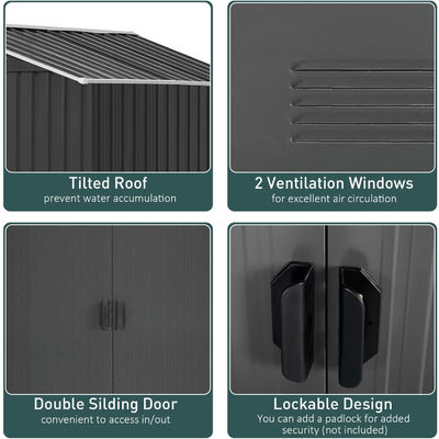 Color Steel Plate Galvanized Steel Outdoor Garden Roofed Metal Storage Shed AJUNION 8x6ft