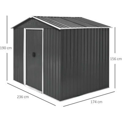 Color Steel Plate Galvanized Steel Outdoor Garden Roofed Metal Storage Shed AJUNION 8x6ft