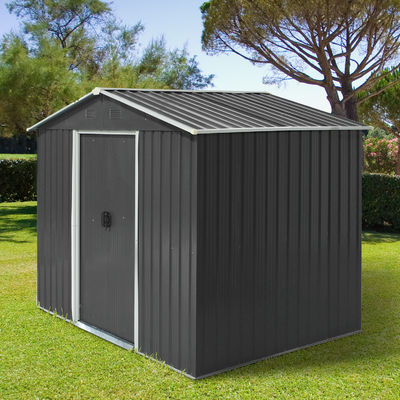 Color Steel Plate Galvanized Steel Outdoor Garden Roofed Metal Storage Shed AJUNION 8x6ft