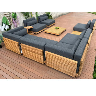 7 Seater Luxury Teak Wood Outdoor Patio Sofa Set Armless Sofa Size W99 x D104 x H56cm