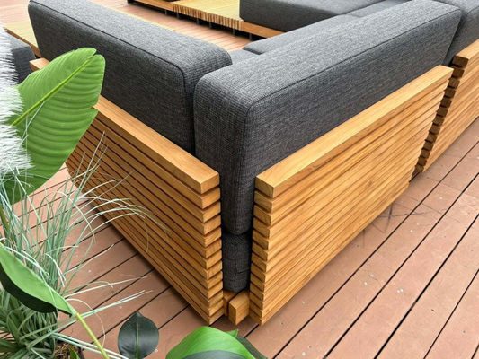 7 Seater Luxury Teak Wood Outdoor Patio Sofa Set Armless Sofa Size W99 x D104 x H56cm