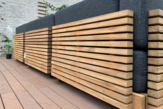 7 Seater Luxury Teak Wood Outdoor Patio Sofa Set Armless Sofa Size W99 x D104 x H56cm