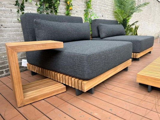 7 Seater Luxury Teak Wood Outdoor Patio Sofa Set Armless Sofa Size W99 x D104 x H56cm