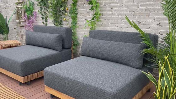 7 Seater Luxury Teak Wood Outdoor Patio Sofa Set Armless Sofa Size W99 x D104 x H56cm