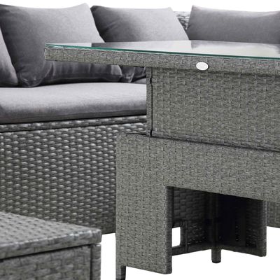 Rectangular Corner Dining Sofa Set with Rising Table AJUNION Rattan Garden Furniture