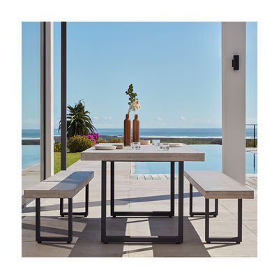 Outdoor Furniture AJUNION Modern Aluminum Garden Chair with Rectangular Dining Table