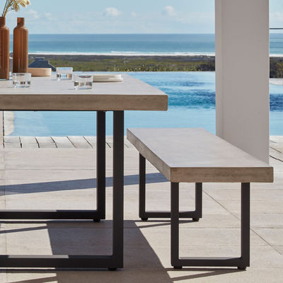 Outdoor Furniture AJUNION Modern Aluminum Garden Chair with Rectangular Dining Table