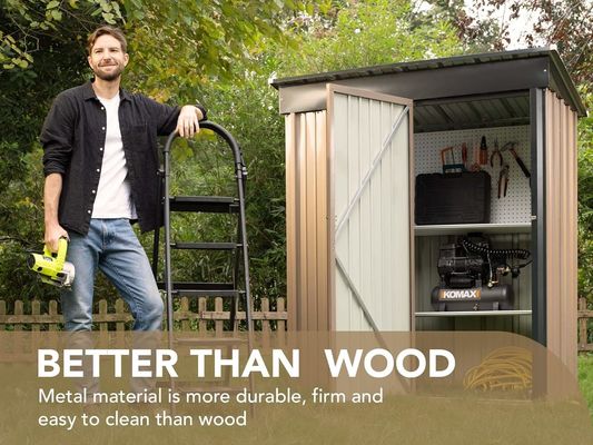 AJUNION Modern Design 5x3ft Metal Garden Shed Single Lockable Doors 61.2&quot; Doors Height