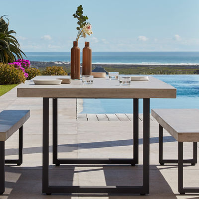 Outdoor Furniture AJUNION Modern Aluminum Garden Chair with Rectangular Dining Table