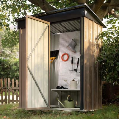 AJUNION Modern Design 5x3ft Metal Garden Shed Single Lockable Doors 61.2&quot; Doors Height