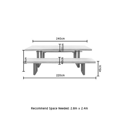 Outdoor Furniture AJUNION Modern Aluminum Garden Chair with Rectangular Dining Table