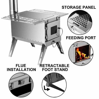 Folding Stainless Steel Wood Burning Stove Ideal for Outdoor Camping and Hiking Trips