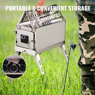 Folding Stainless Steel Wood Burning Stove Ideal for Outdoor Camping and Hiking Trips