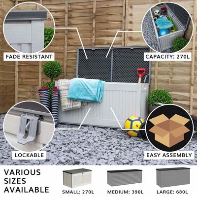 Polypropylene Outdoor Garden Storage Box for Poolside Patio AJUNION 390L 103 Gallons