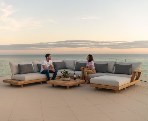 Teak Wood Commercial Hotel Sofa Garden Set Furniture with Middle Sofa Size W100xH110cm