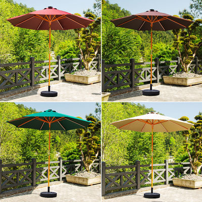 Solid Wood Round Parasol Sun Umbrellas for Outdoor Camping Cafe Patio Garden Furniture