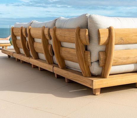 Teak Wood Commercial Hotel Sofa Garden Set Furniture with Middle Sofa Size W100xH110cm