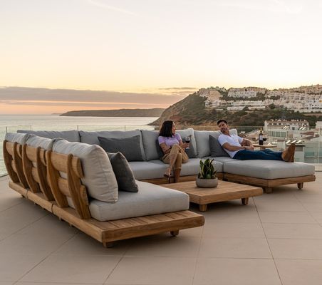 Teak Wood Commercial Hotel Sofa Garden Set Furniture with Middle Sofa Size W100xH110cm