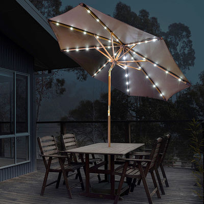 Solid Wood Round Parasol Sun Umbrellas for Outdoor Camping Cafe Patio Garden Furniture