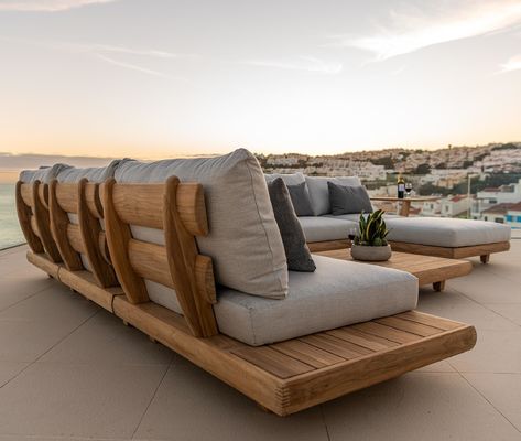 Teak Wood Commercial Hotel Sofa Garden Set Furniture with Middle Sofa Size W100xH110cm