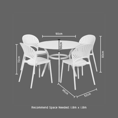 Round Dining Table and L 52 x W45 x H83cm Chair Size Set for Outdoor Living by AJUNION