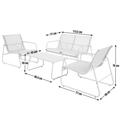 Outdoor Furniture AJUNION Colorful Macaron Metal Patio Set with 4 Seating Lounge Chairs