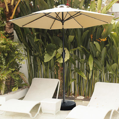 Outdoor Cafe Patio Beach Parasol with Solar LED Lights and Aluminium Centre Pole