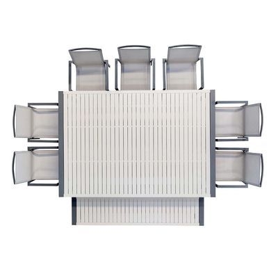 Outdoor Dining Set with Bench AJUNION 9 Piece Aluminum Frame and Metal Patio Furniture