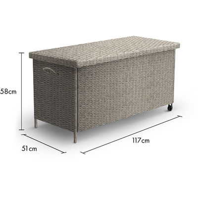 AJUNION Rattan Weave Cushion Storage Box A Must-Have for Tools Lock and Wheels Included