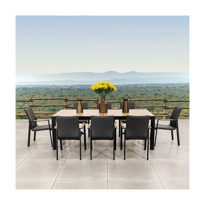 Y Mail Packing 8 Seater Outdoor Dining Set with Metal Furniture and Teak Wood Table