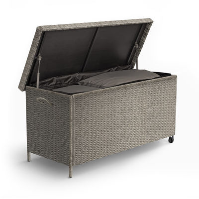 AJUNION Rattan Weave Cushion Storage Box A Must-Have for Tools Lock and Wheels Included